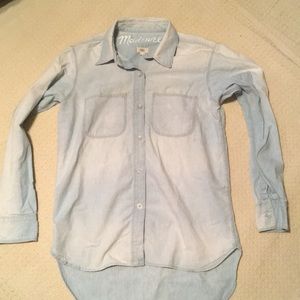 Madewell distressed denim button down